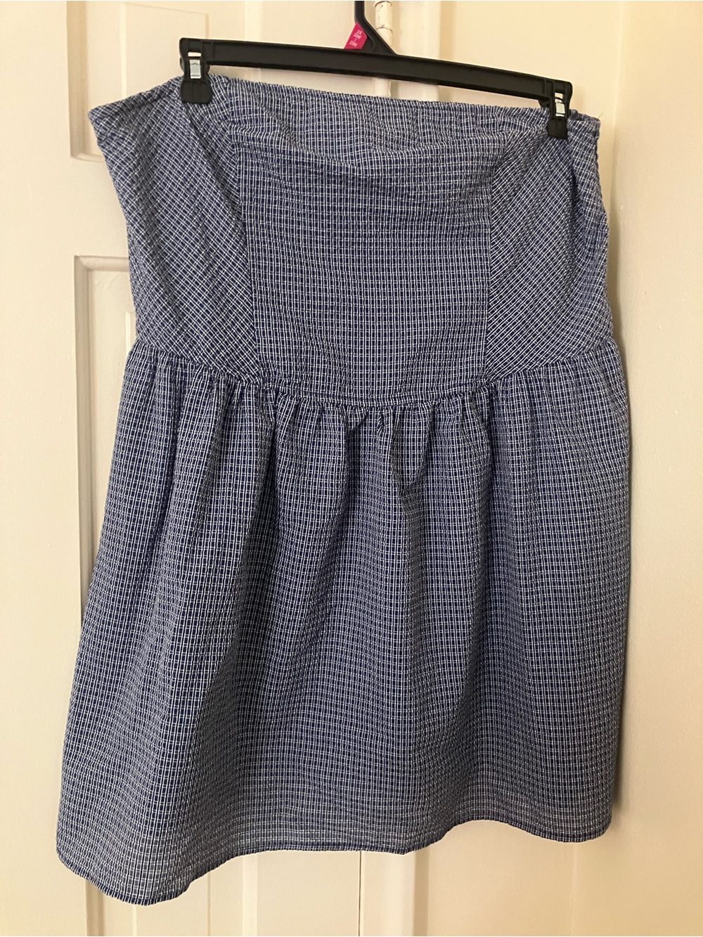 No Boundaries Blue Strapless Textured A-Line Dress